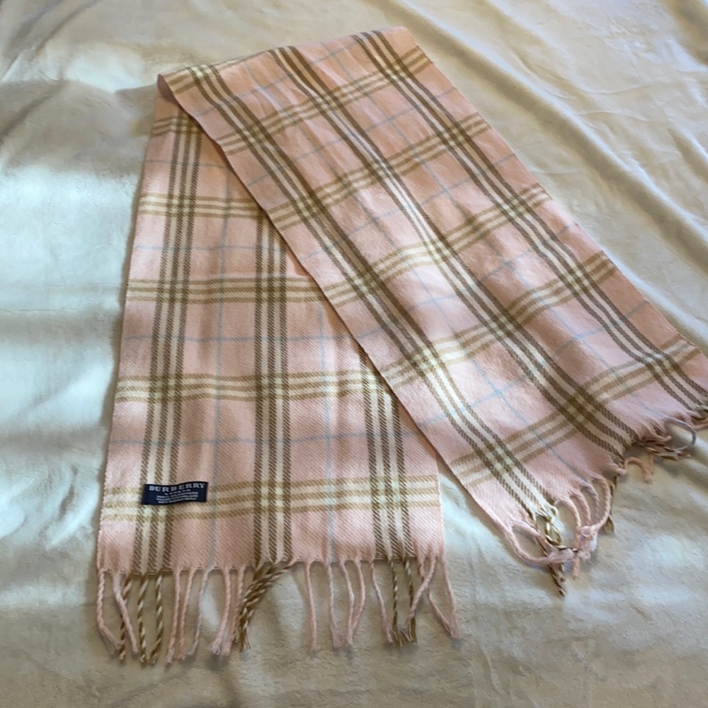 Burberry Pink Plaid Cashmere Scarf